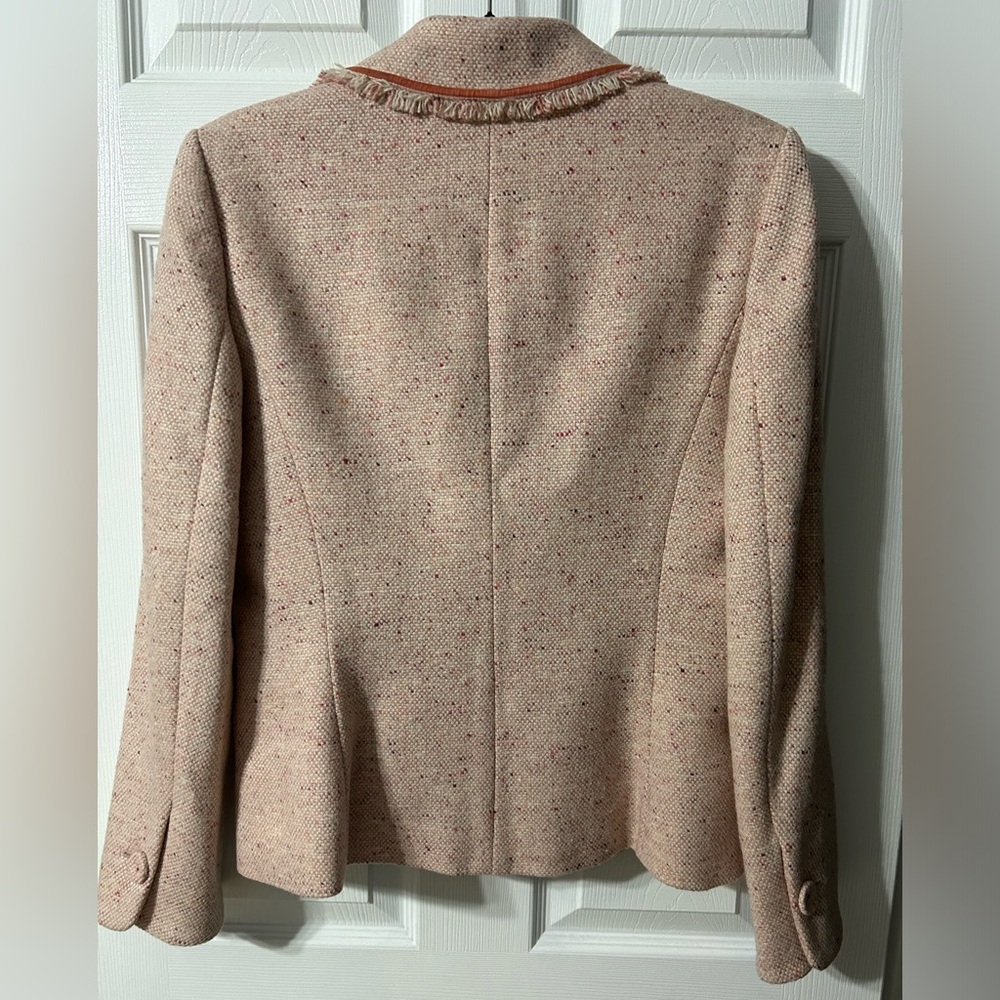 Vintage AT Studio Peach Tweed Wool Blend Blazer-Preppy/Academia Fringe HOST PICK - Picture 5 of 8